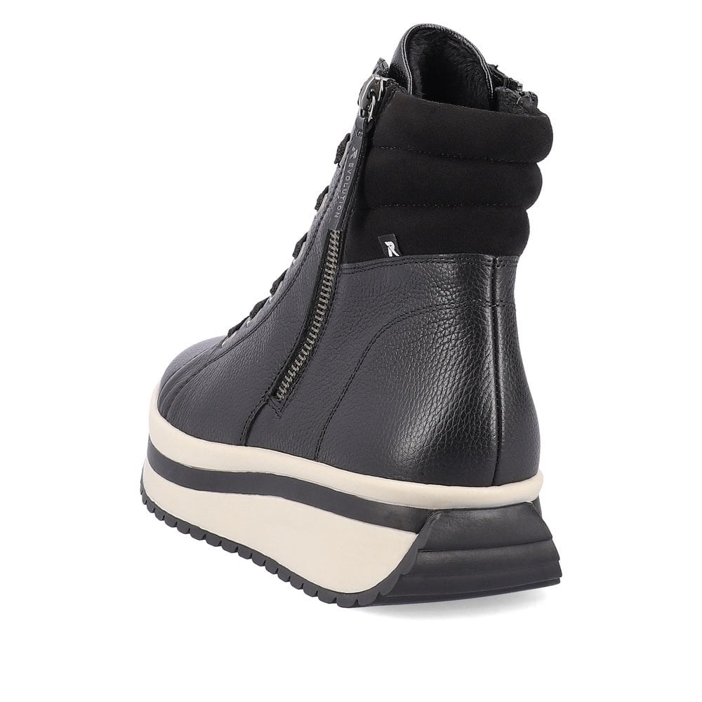 Rieker Revolution Black Leather Ladies Ankle Boots