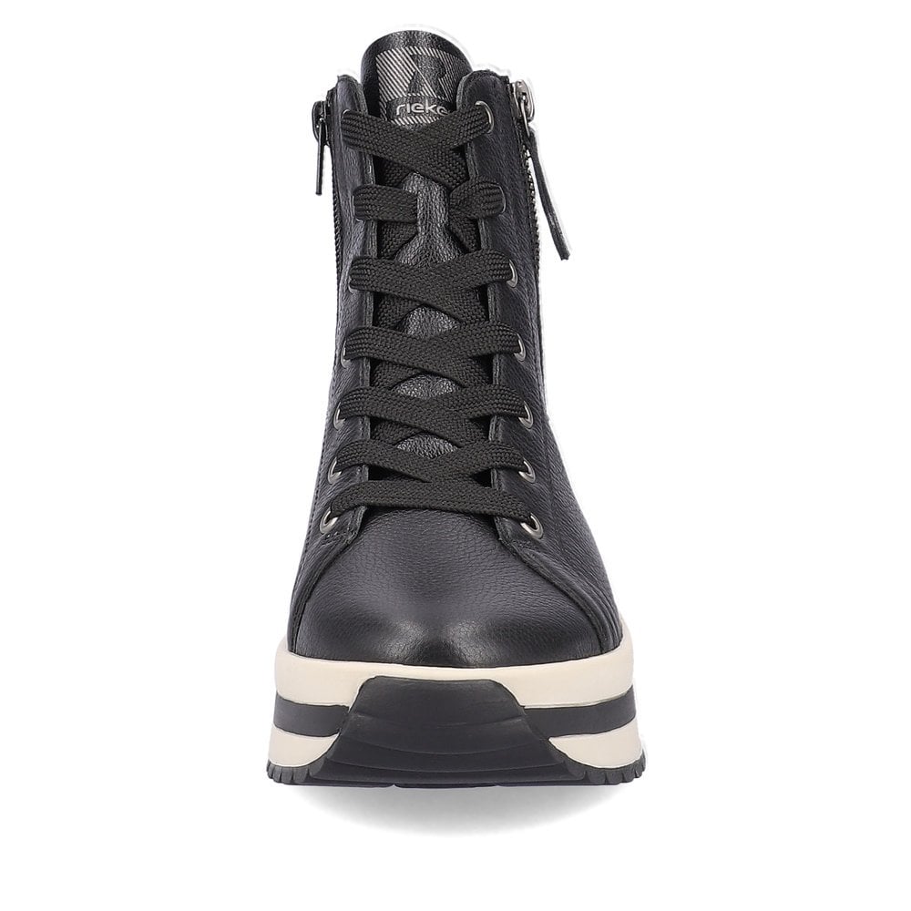 Rieker Revolution Black Leather Ladies Ankle Boots