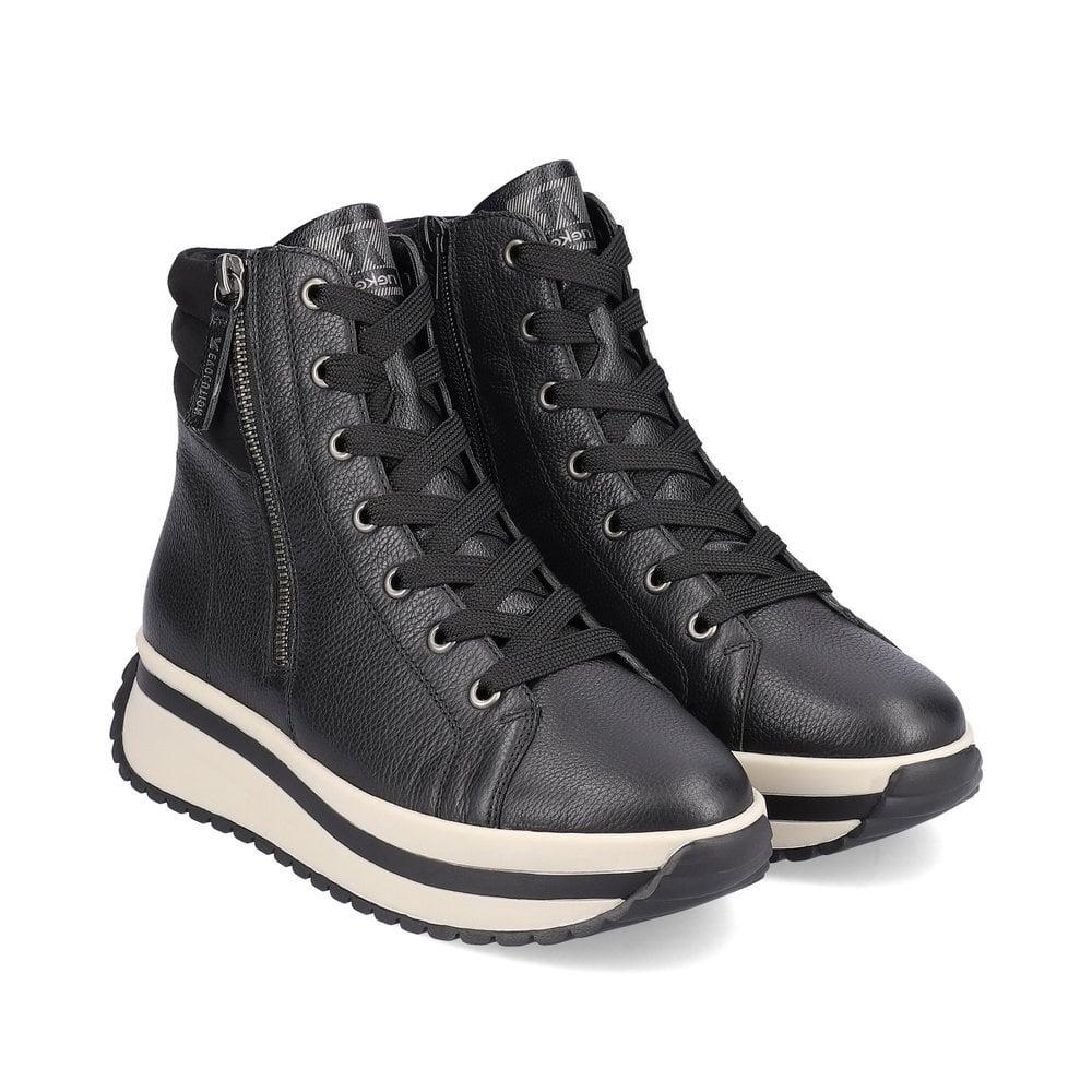 Rieker Revolution Black Leather Ladies Ankle Boots