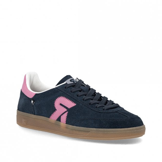 Rieker Ladies Sport Navy and Pink Suede Sneakers