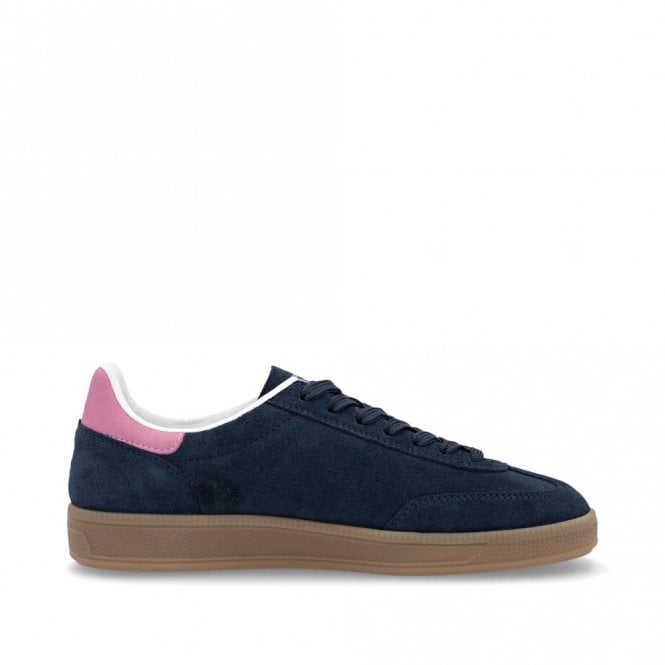 Rieker Ladies Sport Navy and Pink Suede Sneakers