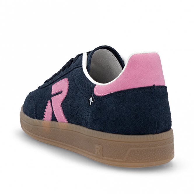 Rieker Ladies Sport Navy and Pink Suede Sneakers
