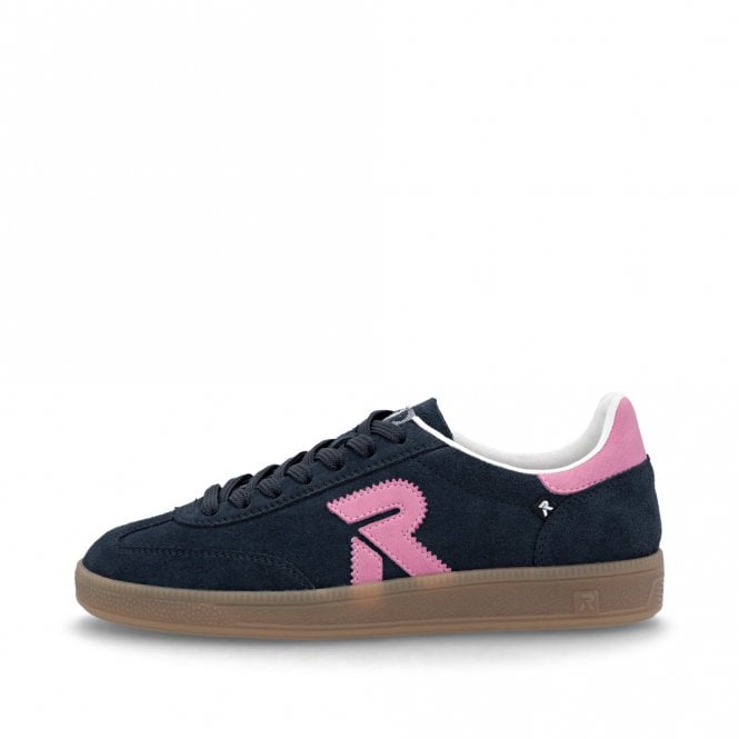 Rieker Ladies Sport Navy and Pink Suede Sneakers