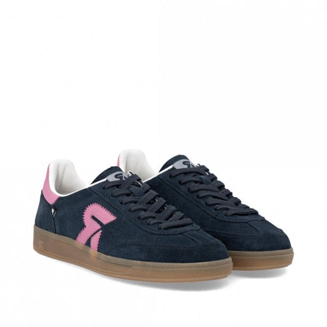 Rieker Ladies Sport Navy and Pink Suede Sneakers