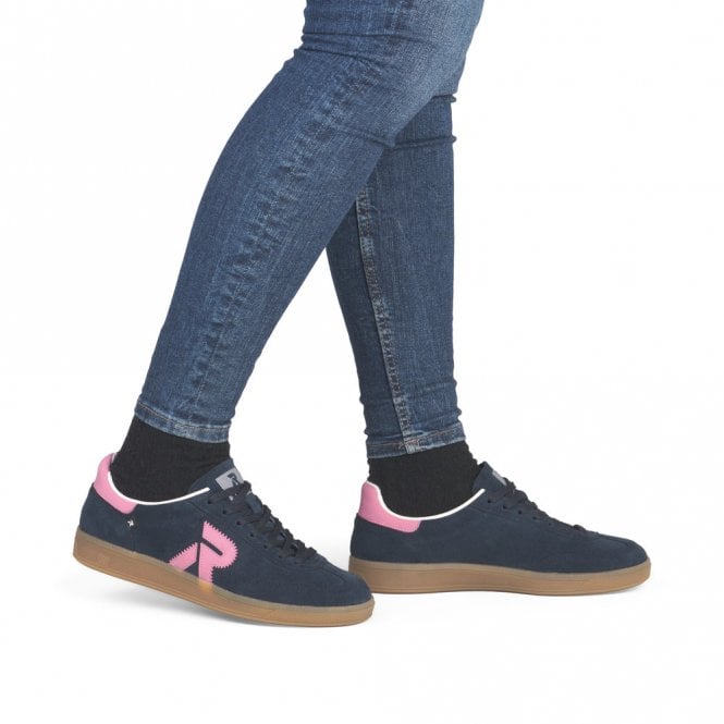 Rieker Ladies Sport Navy and Pink Suede Sneakers