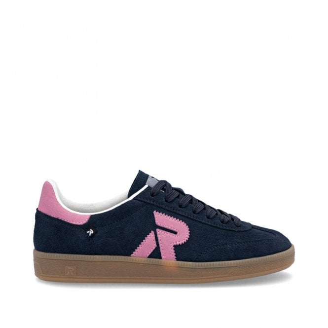 Rieker Ladies Sport Navy and Pink Suede Sneakers