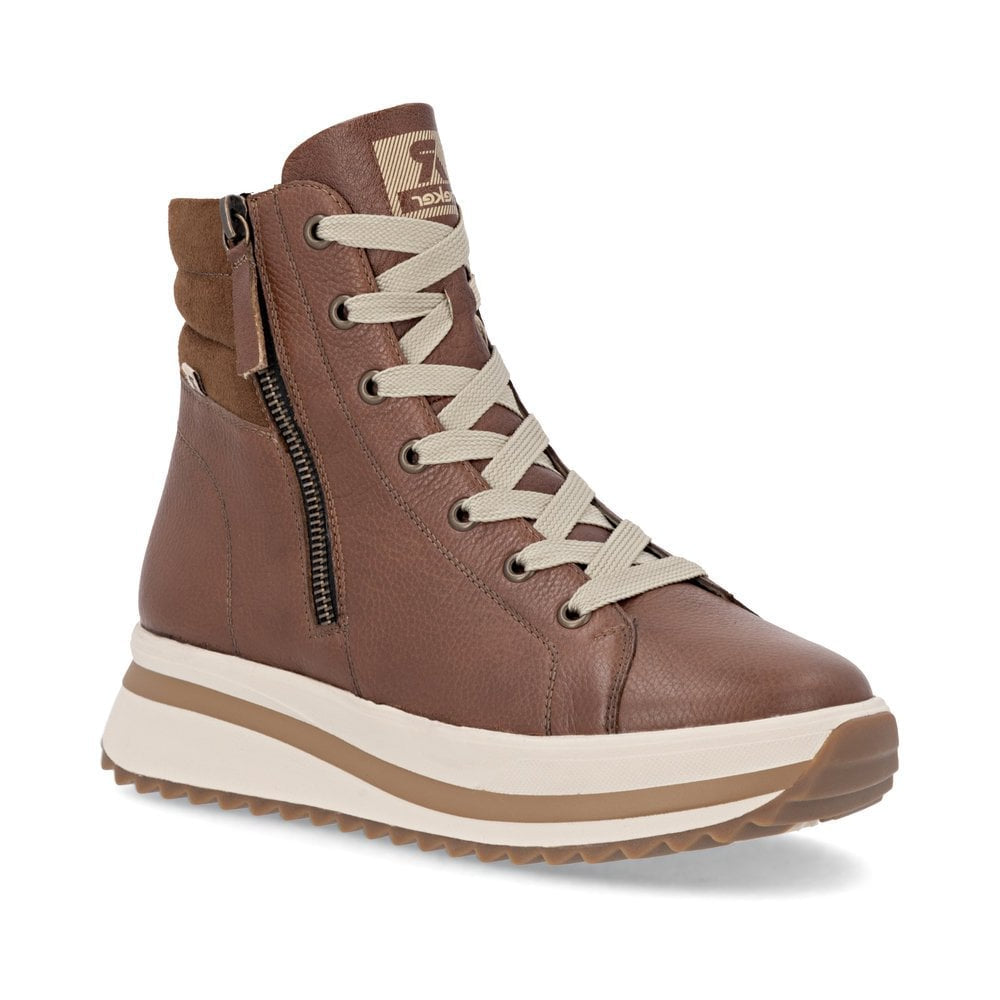 Rieker Ladies Brown and Cream Leather Boots