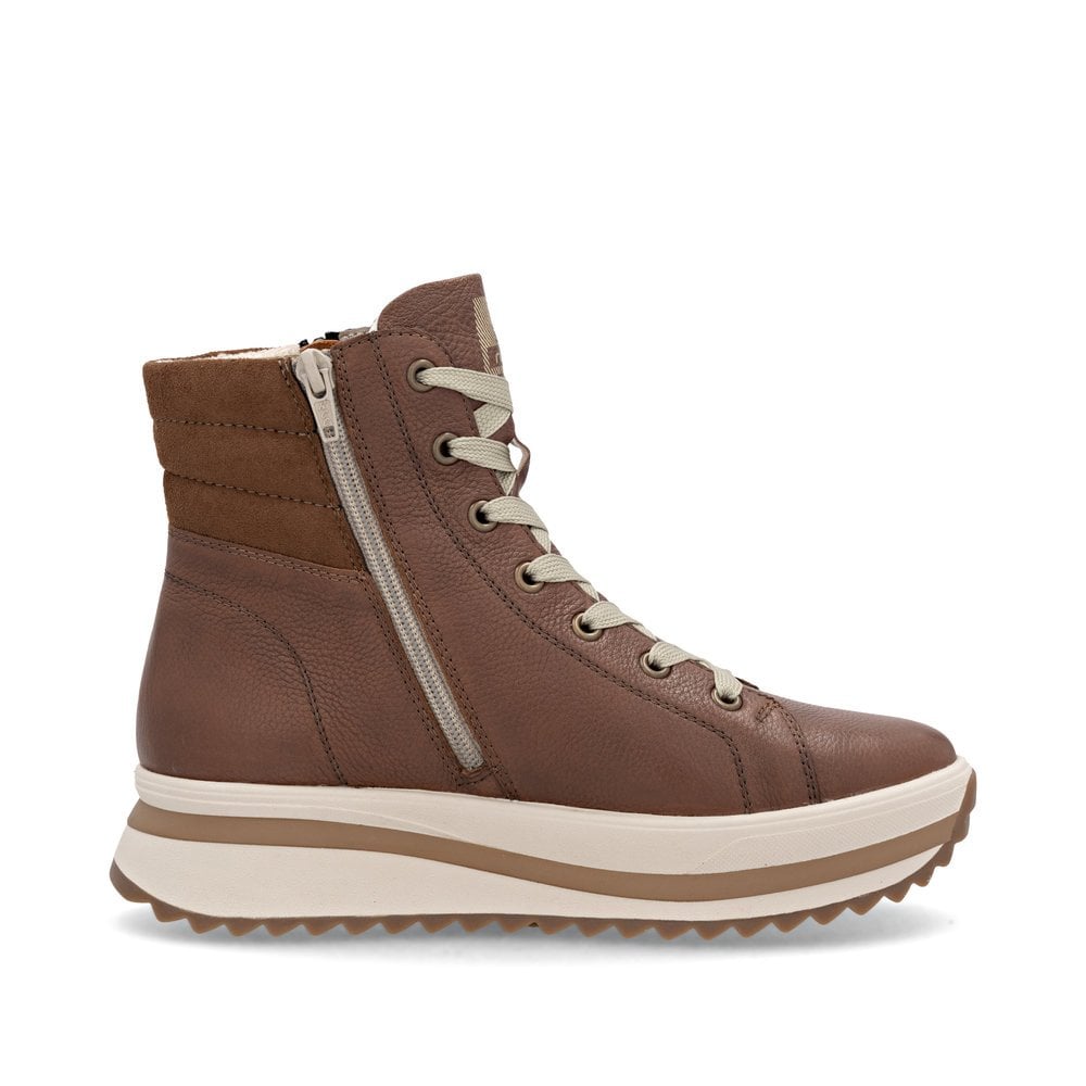 Rieker Ladies Brown and Cream Leather Boots