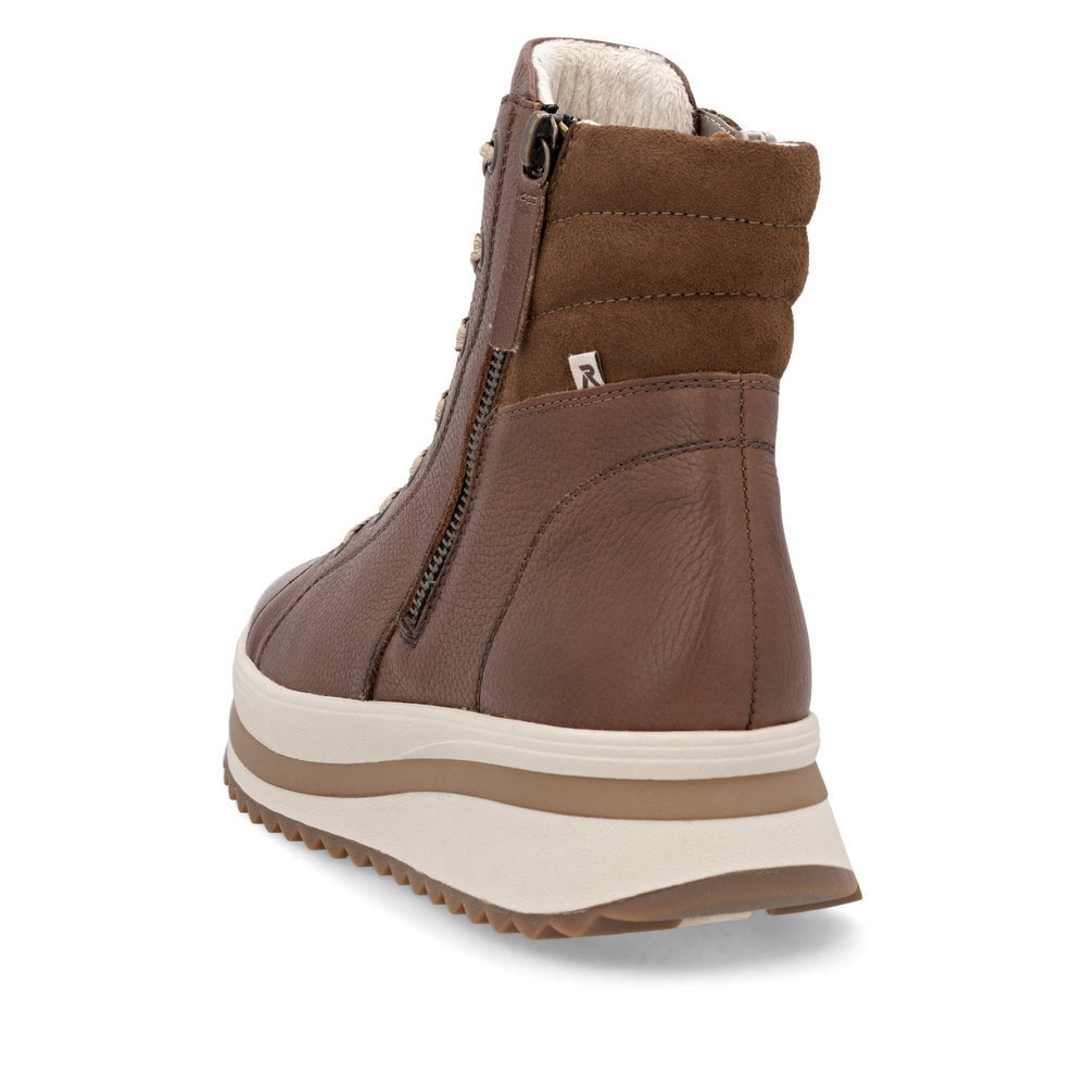 Rieker Ladies Brown and Cream Leather Boots
