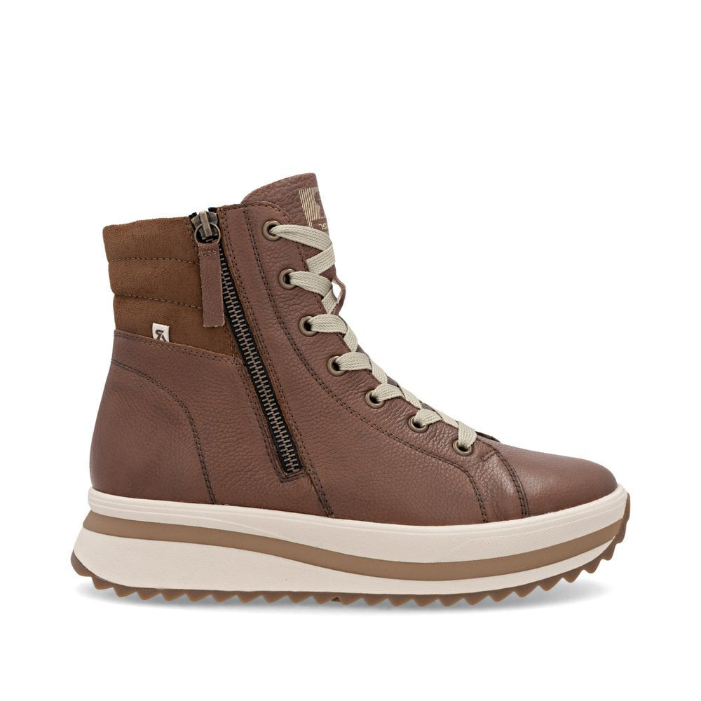 Rieker Ladies Brown and Cream Leather Boots