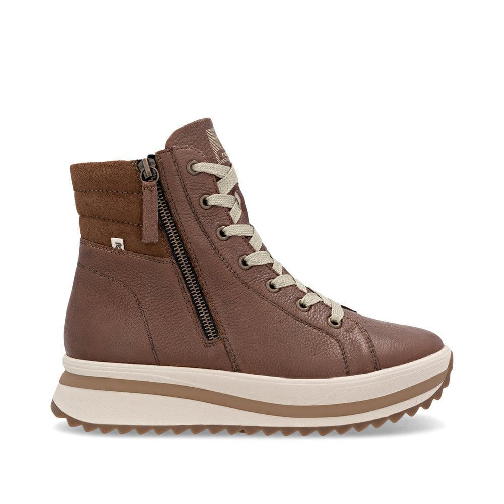 Rieker Ladies Brown and Cream Leather Boots