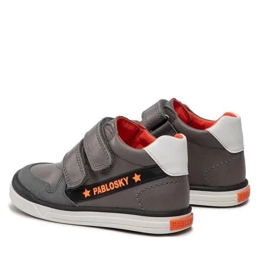 Pablosky Grey Shoe with Double Velcro Straps