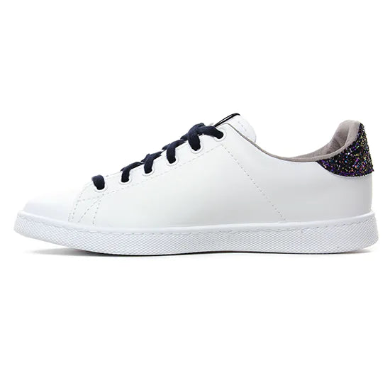 Victoria Marino White Trainers with Navy and Multicolour Sparkle
