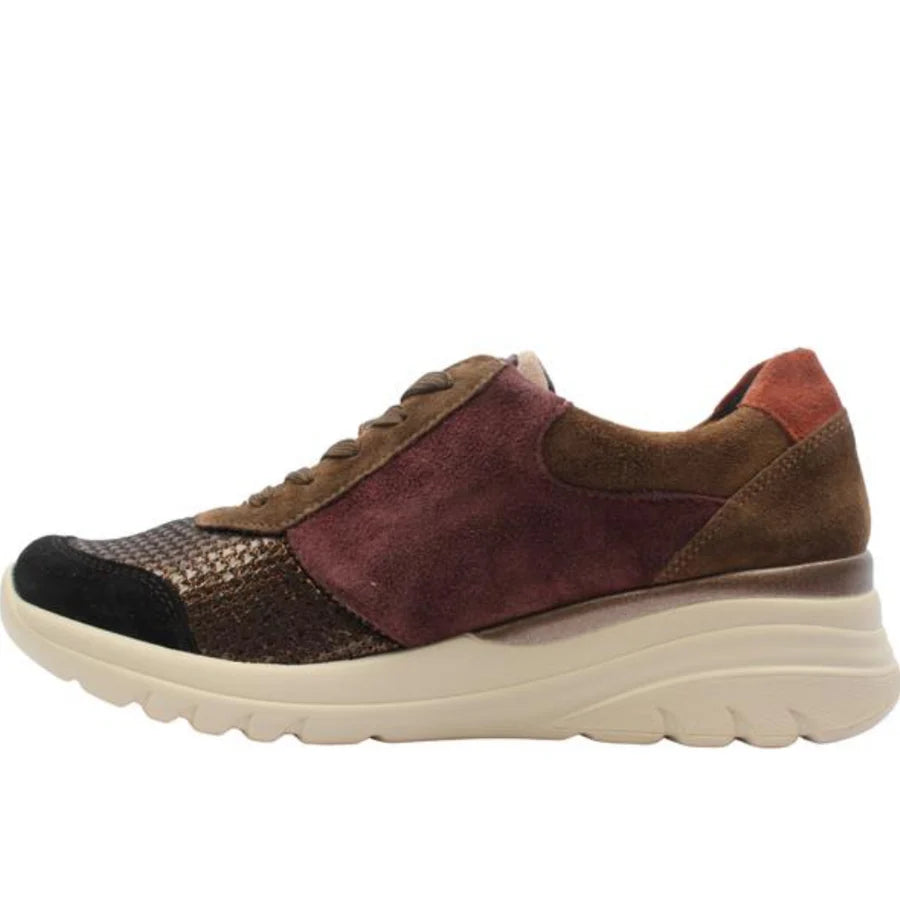 Waldlaufer Ladies Multi-Browns and Black Suede Leather Sneakers