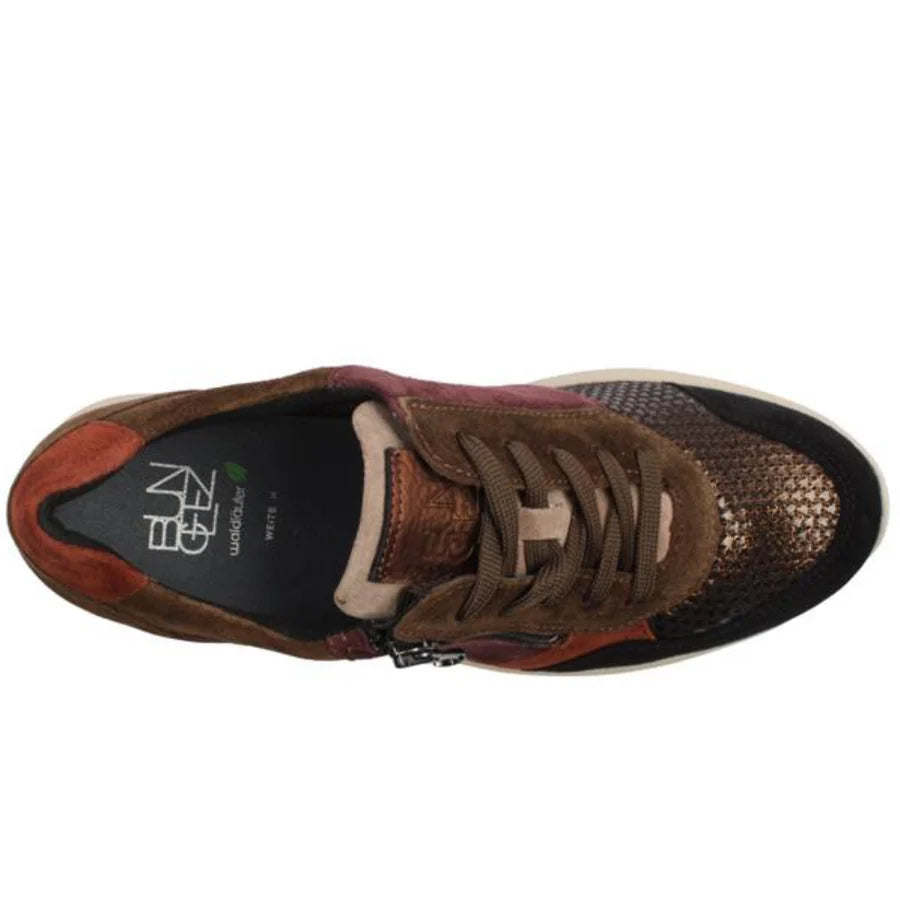 Waldlaufer Ladies Multi-Browns and Black Suede Leather Sneakers