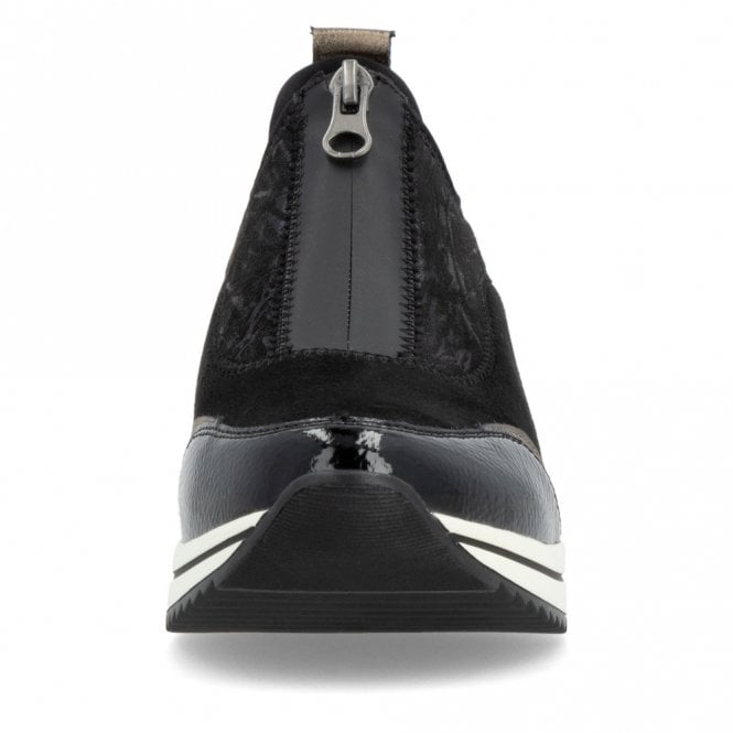 Remonte Ladies Leopard Black and Bronze Patent Leather Sneakers