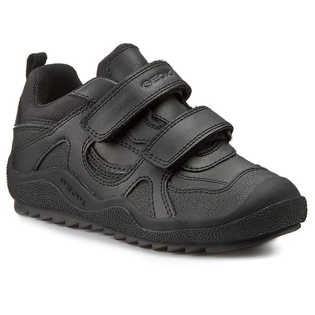 Geox Boys Black Leather School Shoes with Velcro Fastening