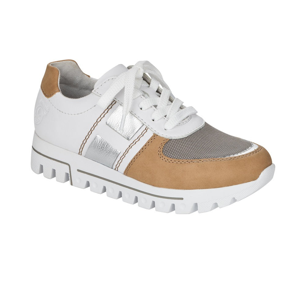 Rieker Tan and White Lace up Trainer 