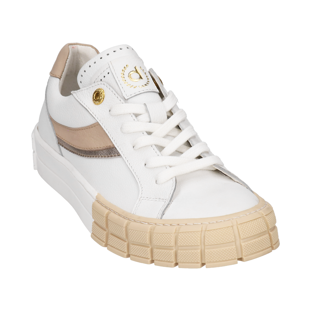 White and Light Brown Leather Bugatti 2062 Trainers