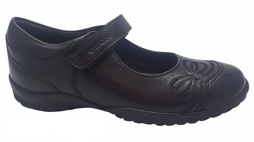 Geox Back to School Girls Black Shoes with Velcro