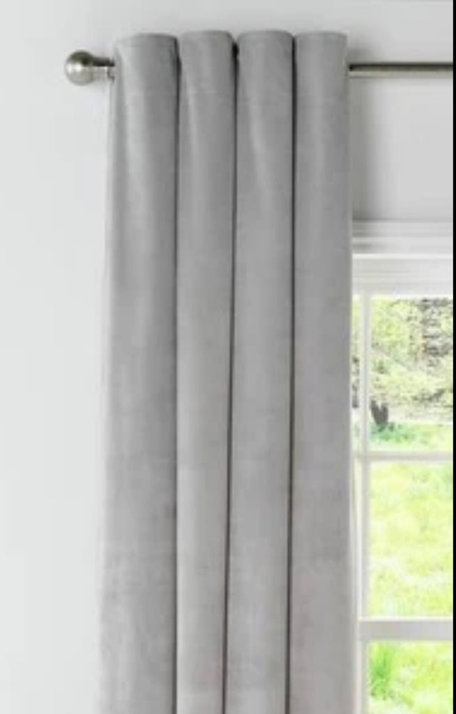 Grey Velour Ring Top Curtains