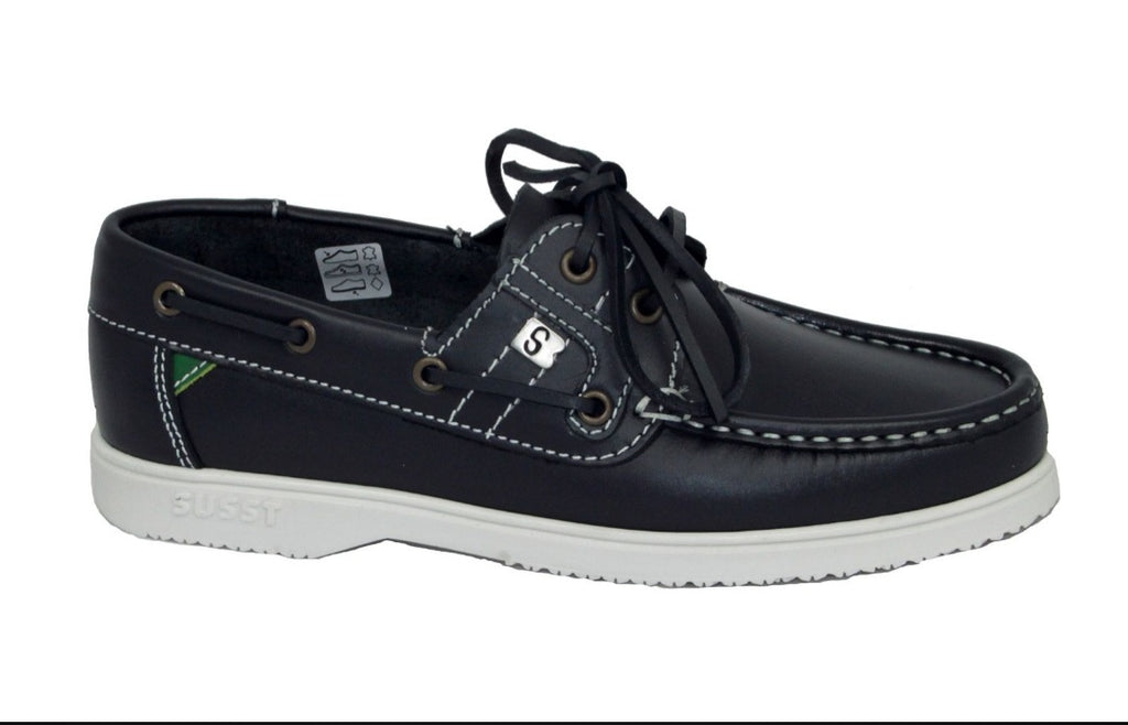Susst Navy Leather Back to School Deck Shoes