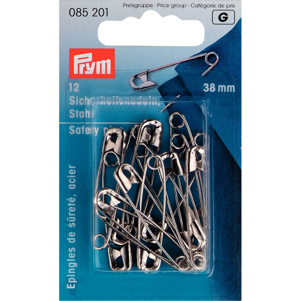 Prym Set of 12 Steel Safety Pins | 38mm | No. 2