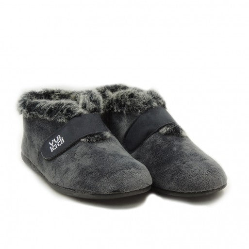 Grey Fur Ladies Alaska Bootie Slippers