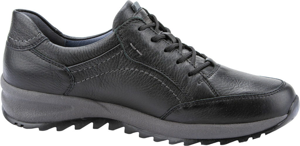 black leather men's lace shoe Inside foot view