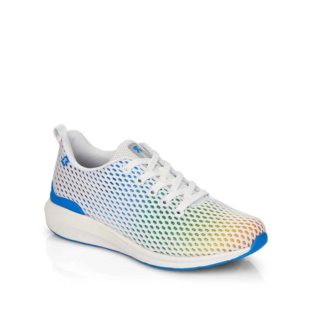 Front view of rieker rainbow trainers