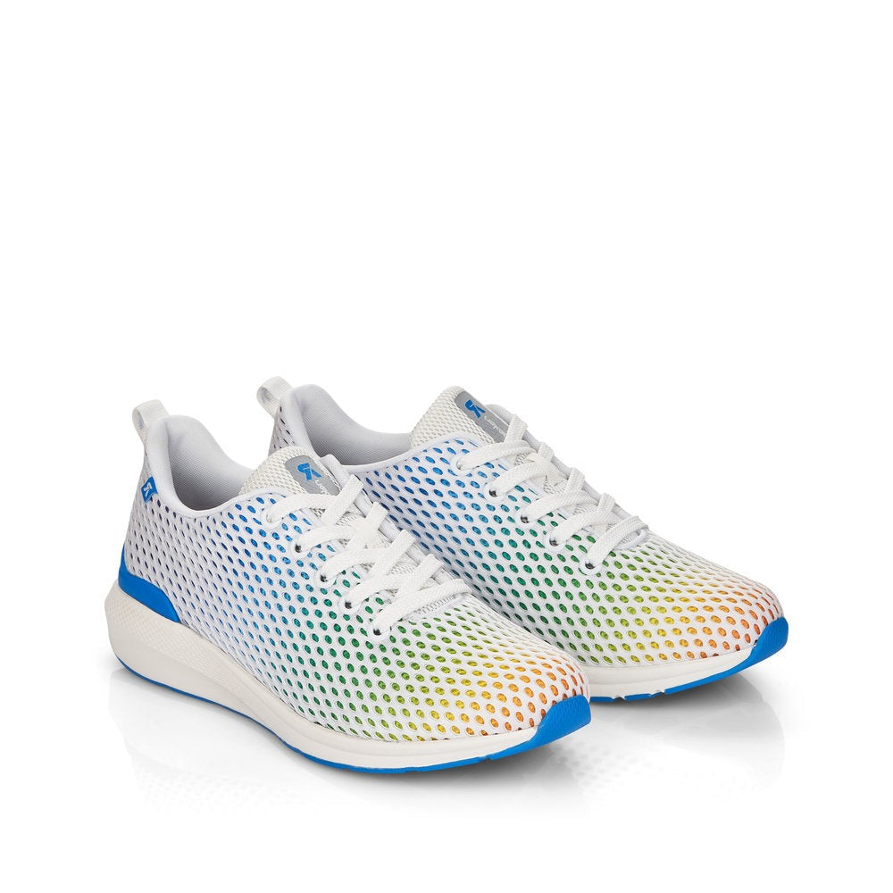 pair view of rieker rainbow trainers