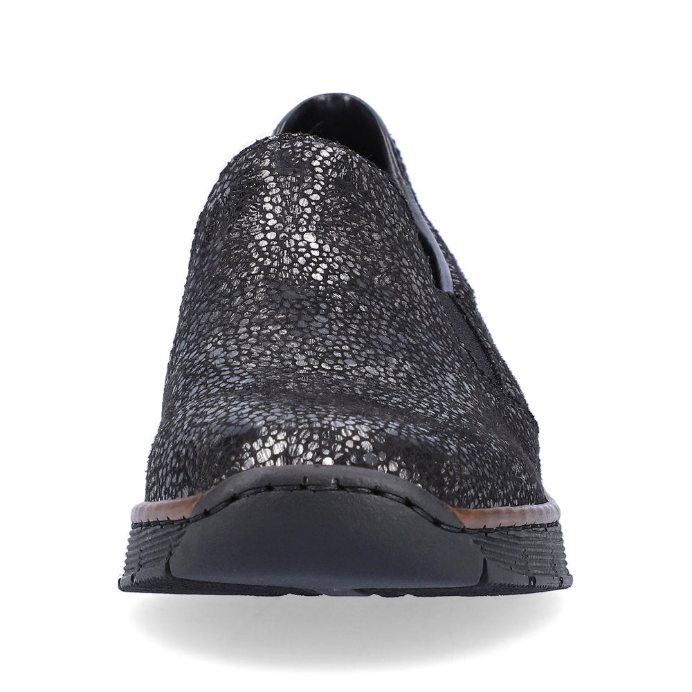Front View of Rieker Black Slip-on