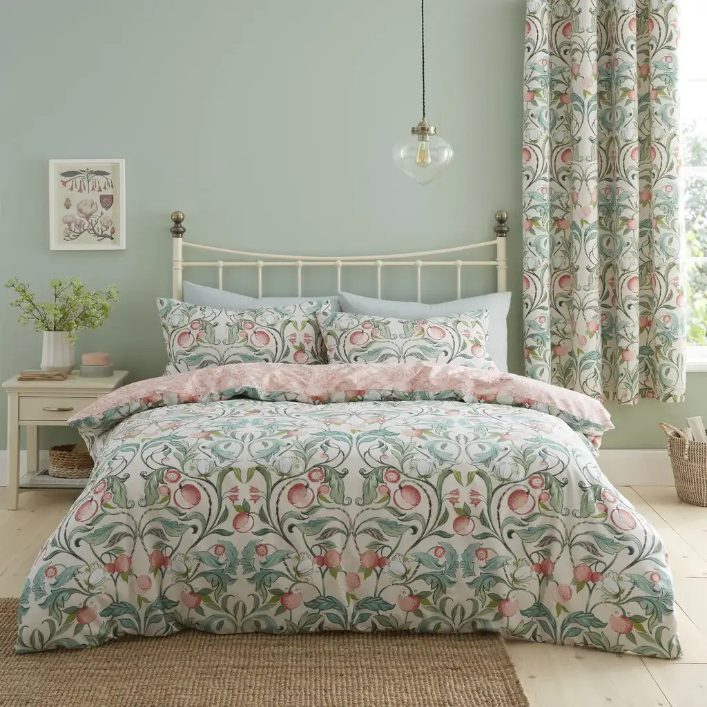 duvet set pink green white 