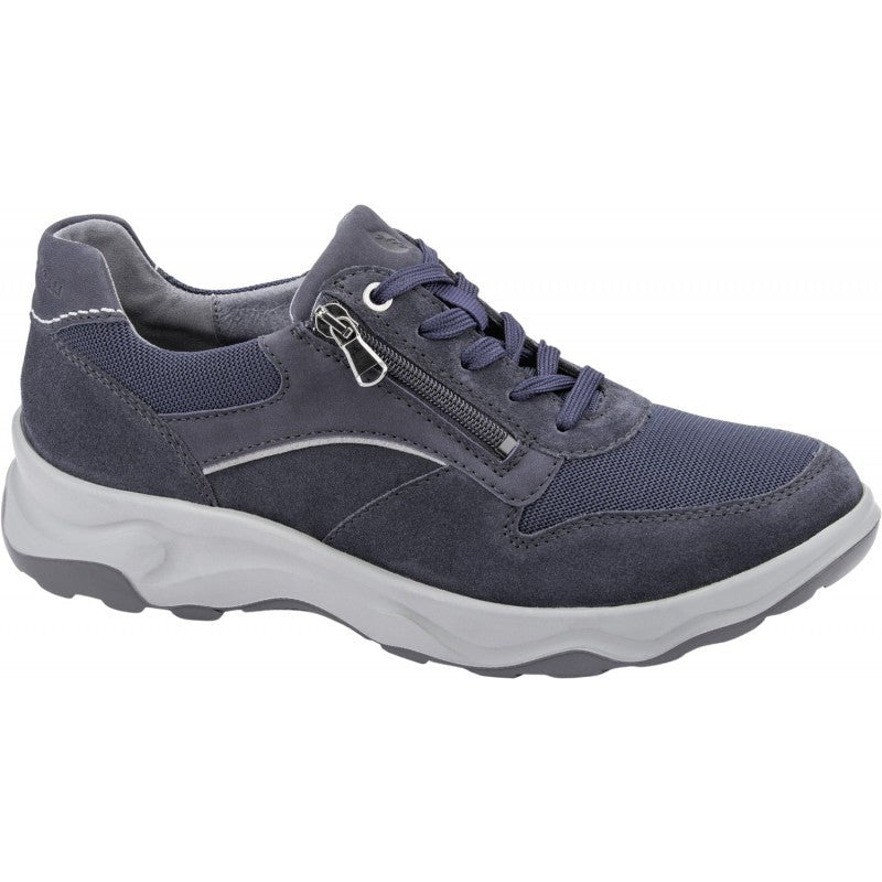 Navy Suede H Fitting Leather Lined Men's Waldlaufer Max Trainers