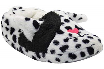 Black and White Kids Animal Slippers with a Pink Nose