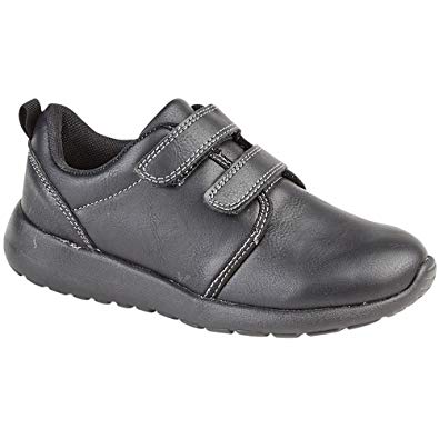 Black PU Leather Boys' Shoes with Top Velcro Fastening