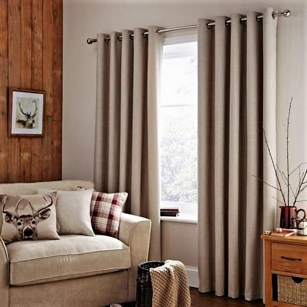 Hugo natural colour curtains with metal eyelets