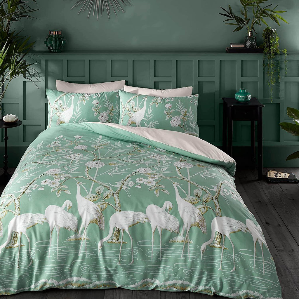 duvet set storks green bedding bianca