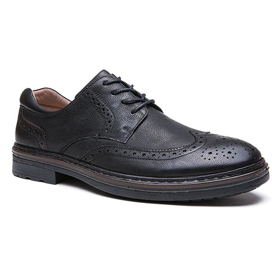 G Comfort Black Leather Shoes with Laces