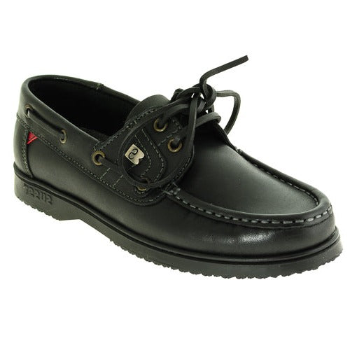Susst Black Leather Back to School Deck Shoes
