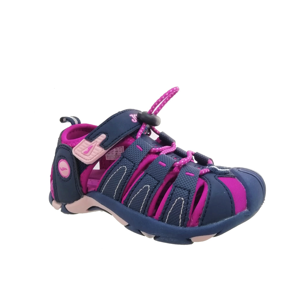 Sporty sandal in navy and purple
