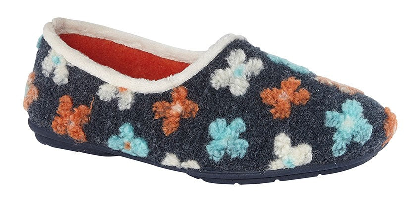 Multi-Coloured Knitted Flower Slippers
