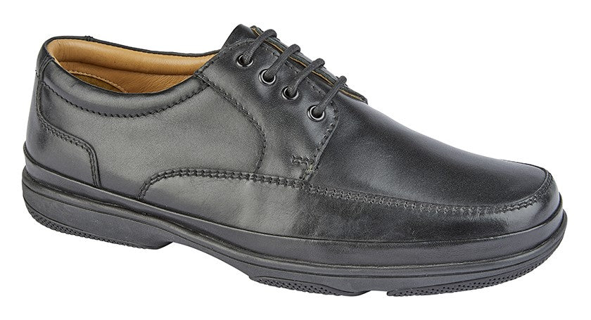 Black Leather Men's Wide Fitting Shoe Roamers