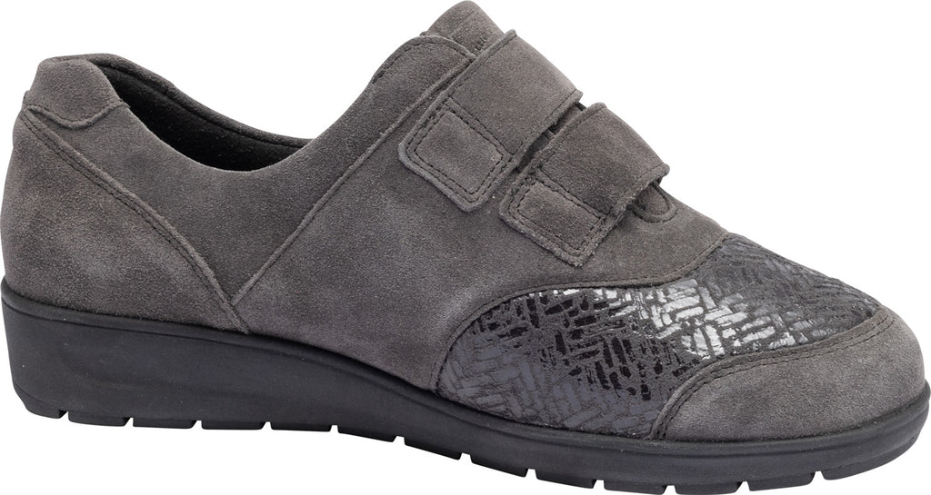 Waldlaufer Grey Mimi Shoes with Double Velcro Straps