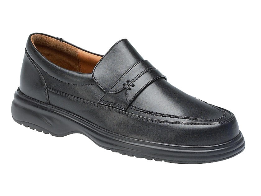 Roamers Men's Black Leather Slip-On Shoes