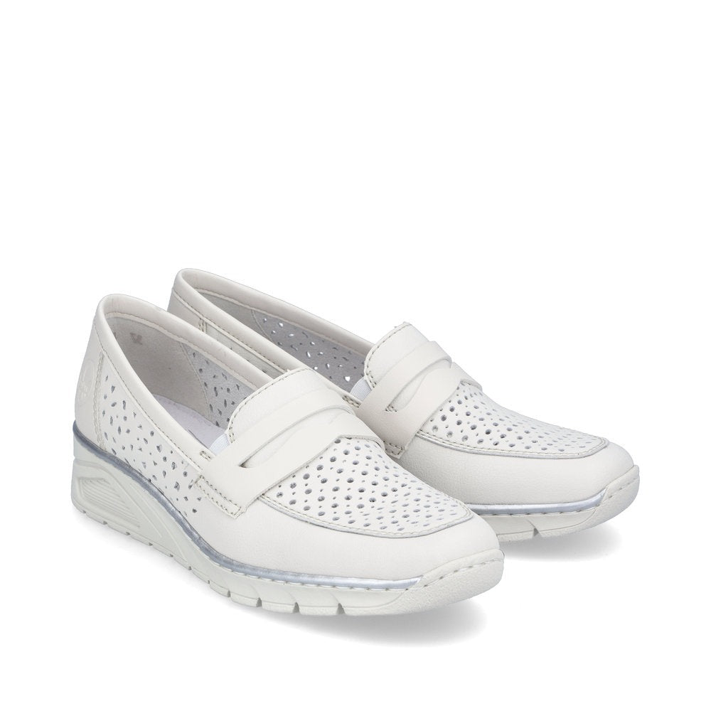 Rieker White Leather Loafers