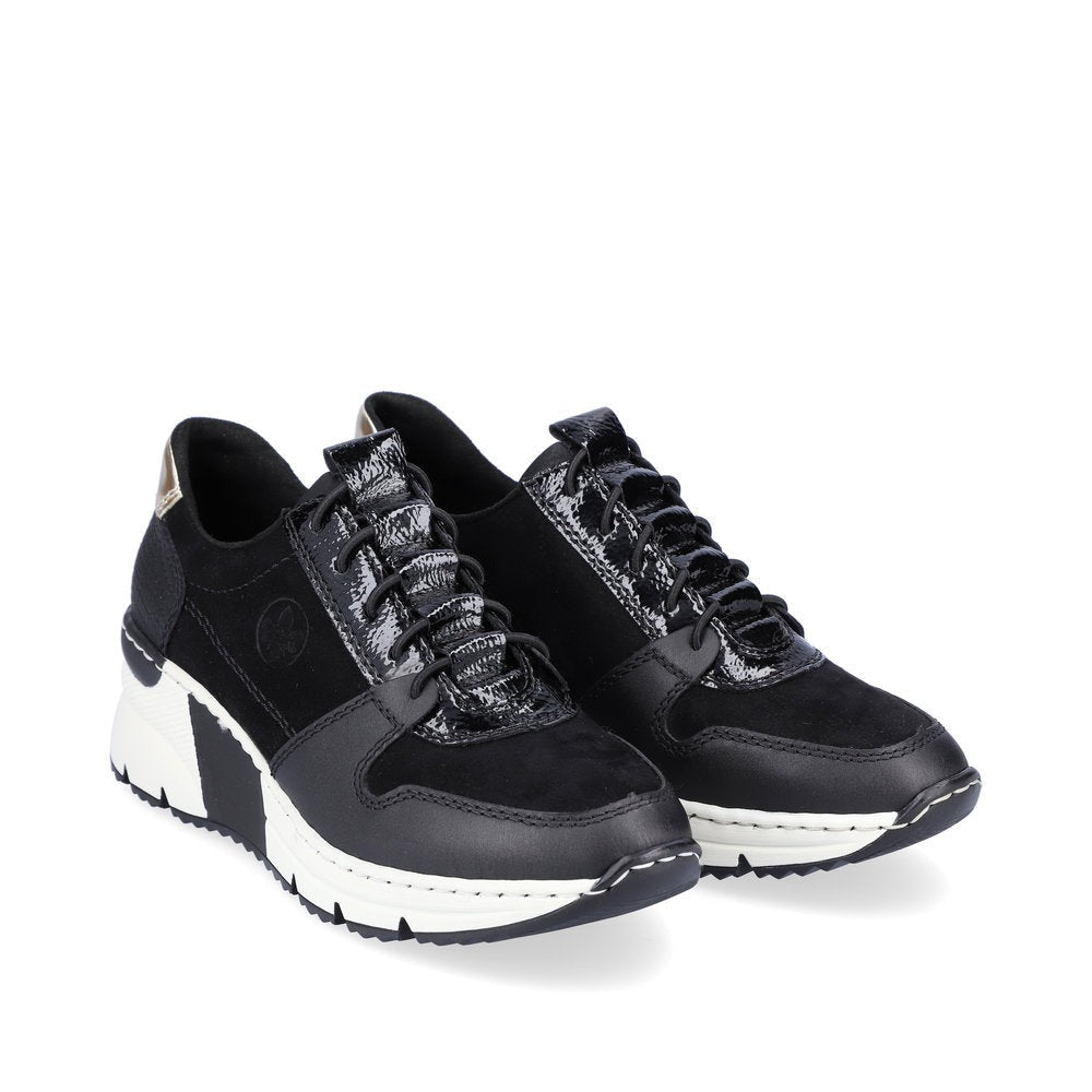 Pair View of Rieker Black Trainer with Reflective Details