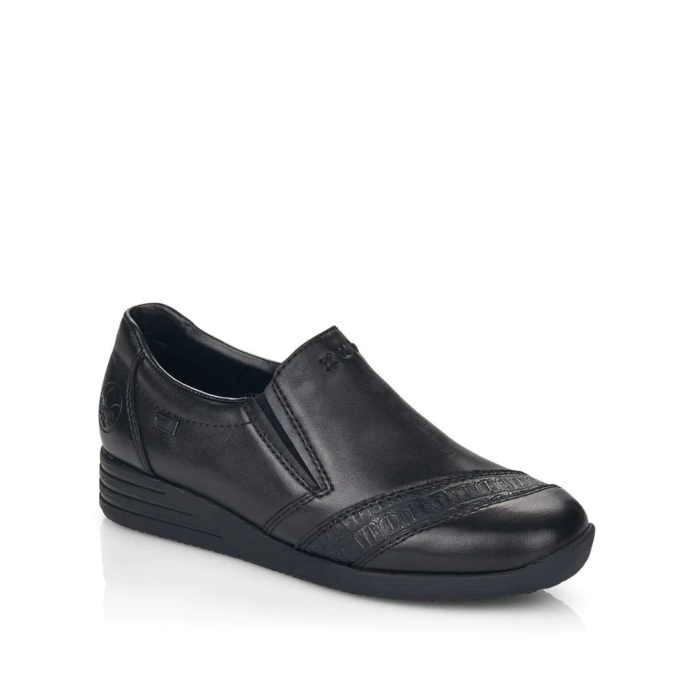 Rieker Black Leather Waterproof Shoes
