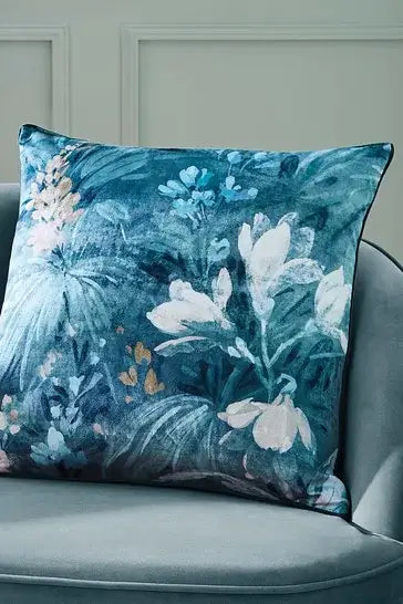 teal floral cushion hyperion