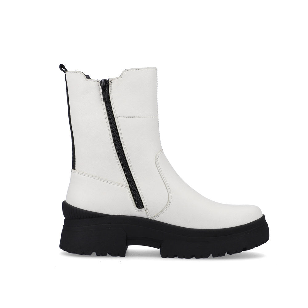 Rieker White and Black Boot